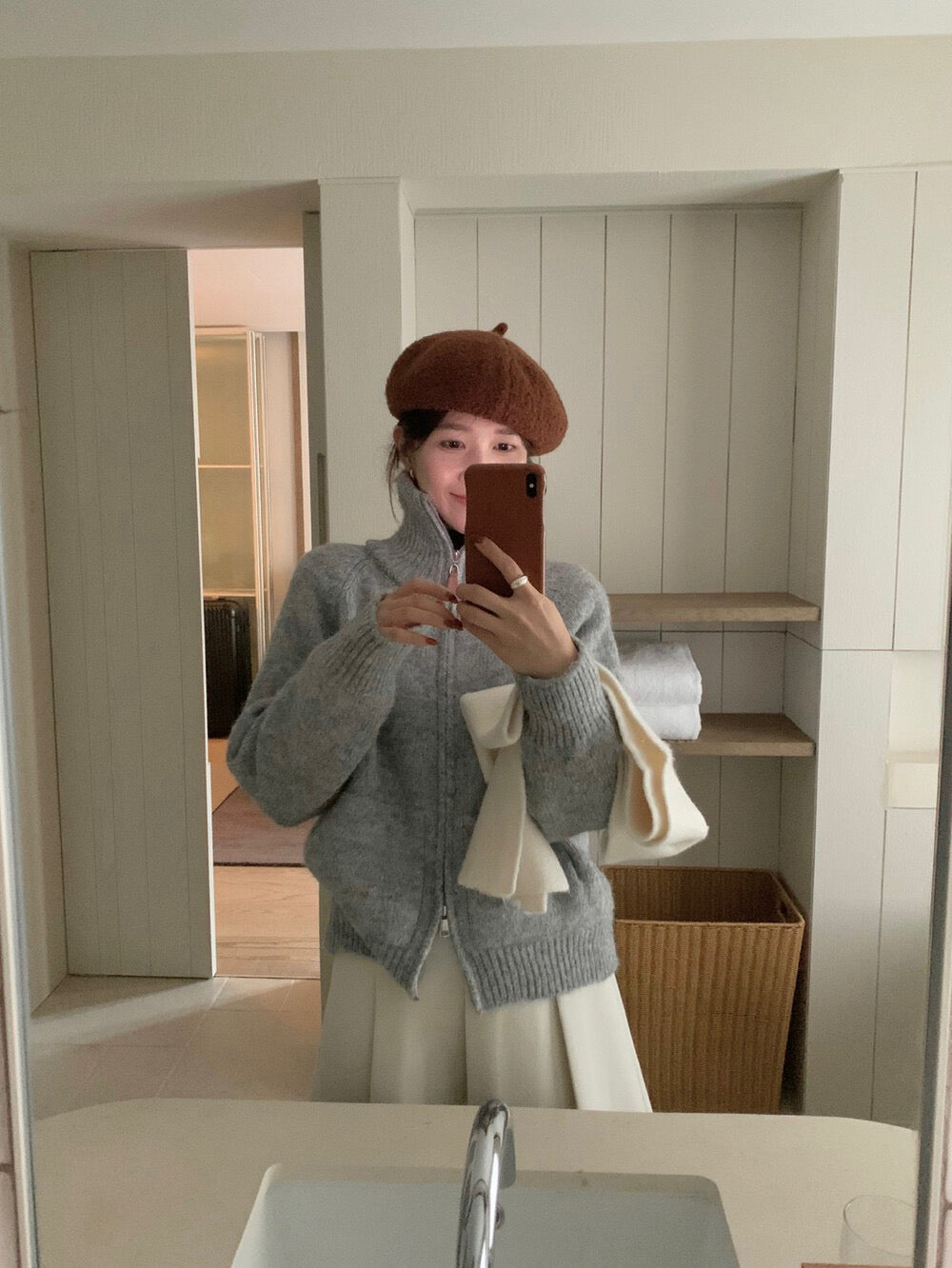 // 慵懶高級感上下拉鍊可立領口袋CD