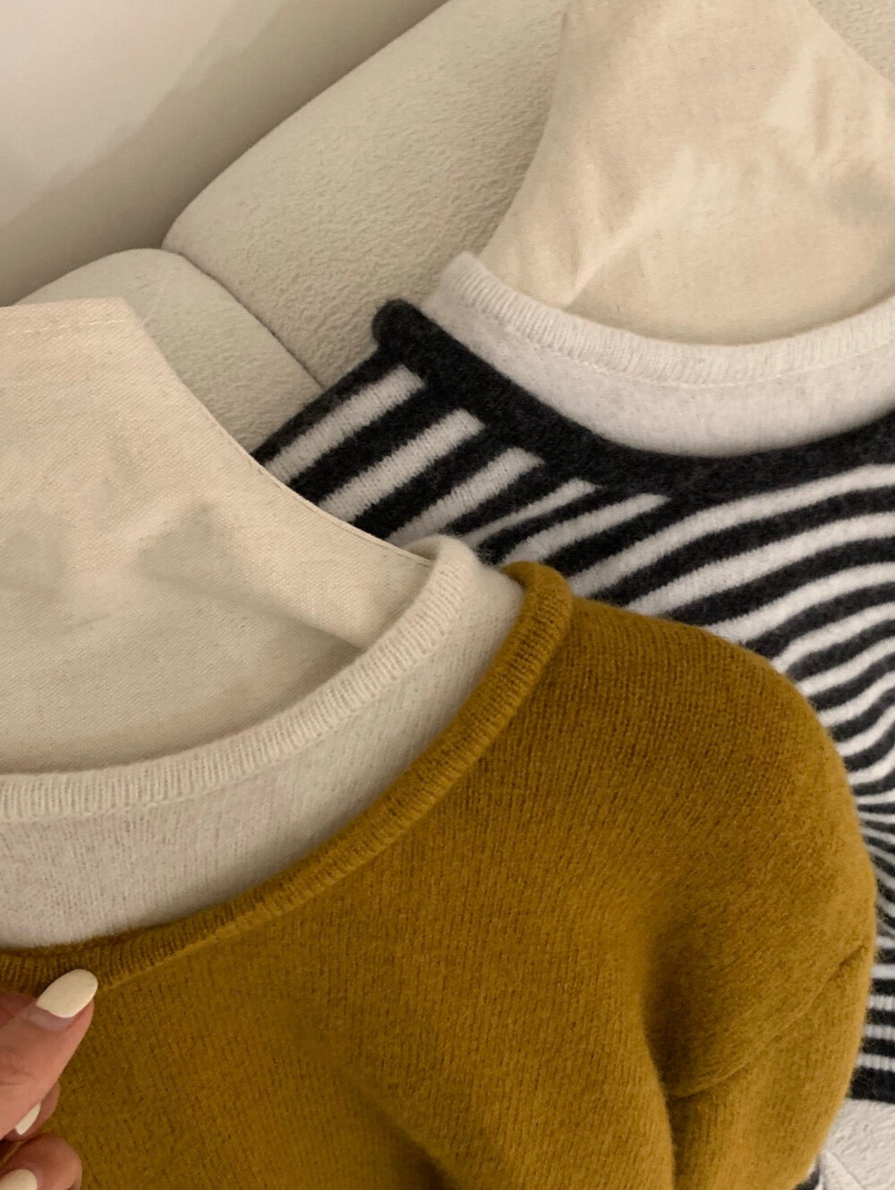 // 100%羊毛撞色假兩件毛衣