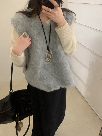 // 圈圈羊毛拉絨疊穿背心