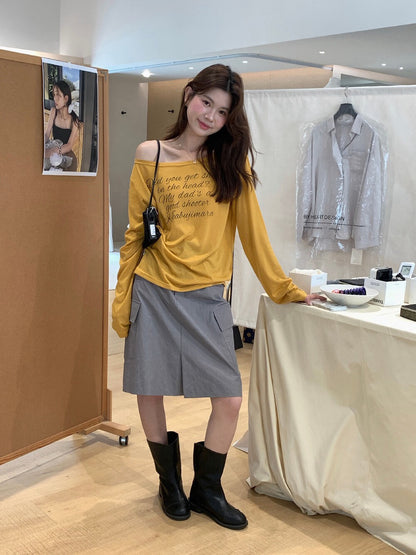 // 美式復古口袋工裝裙