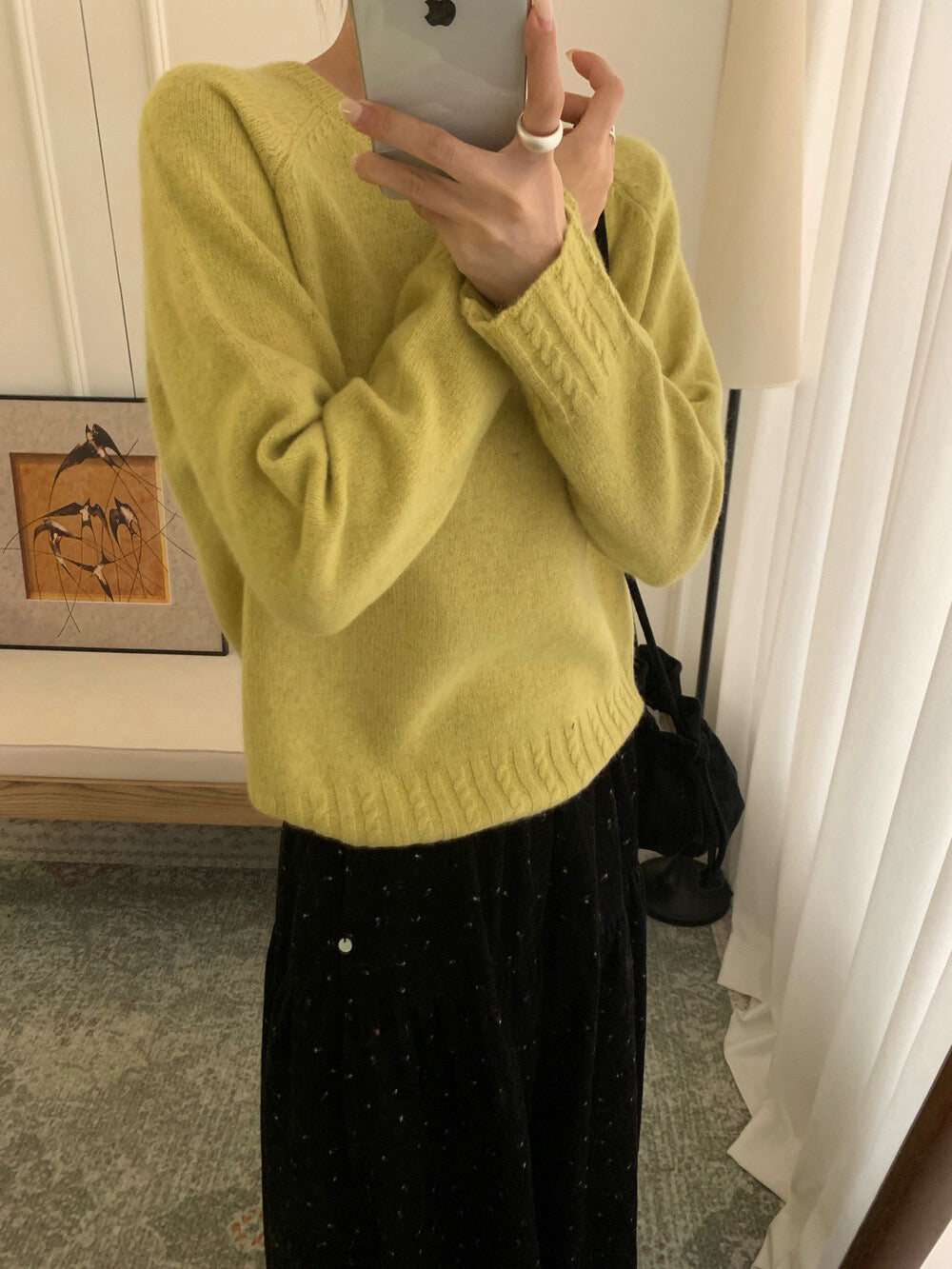 // 10%兔絨麻花衣擺+袖口套頭毛衣