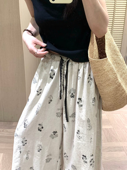 P25 / 精緻刺繡花花邊腳休閒褲