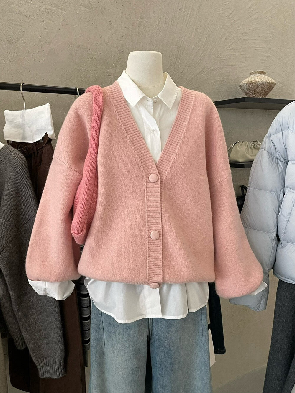 // 多巴胺色系包扣寬鬆袖CD