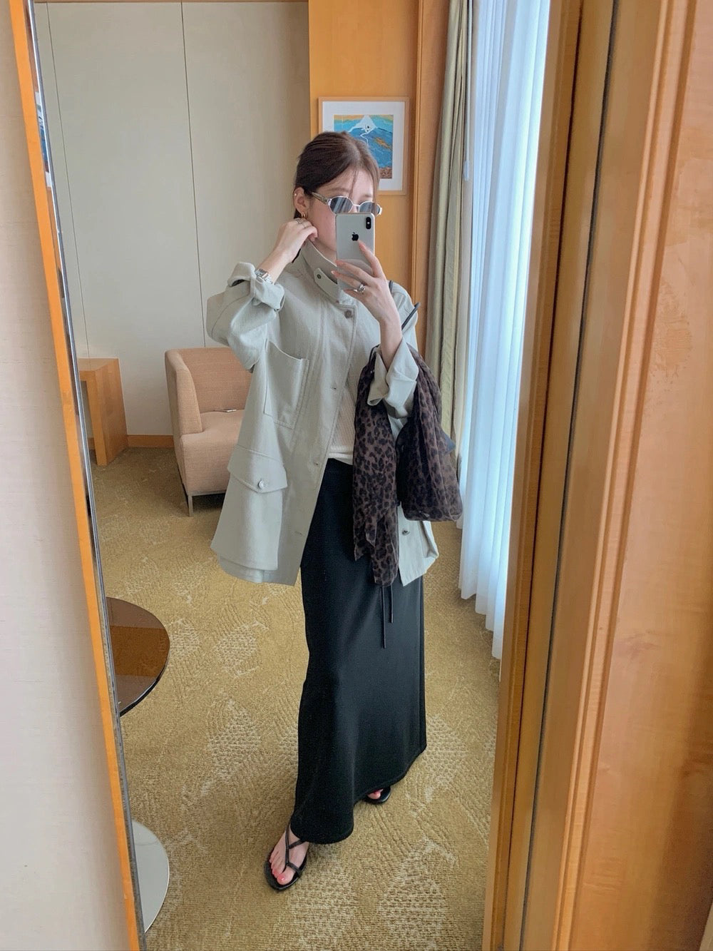 J10 / 超氣質可立領口袋中長trench coat