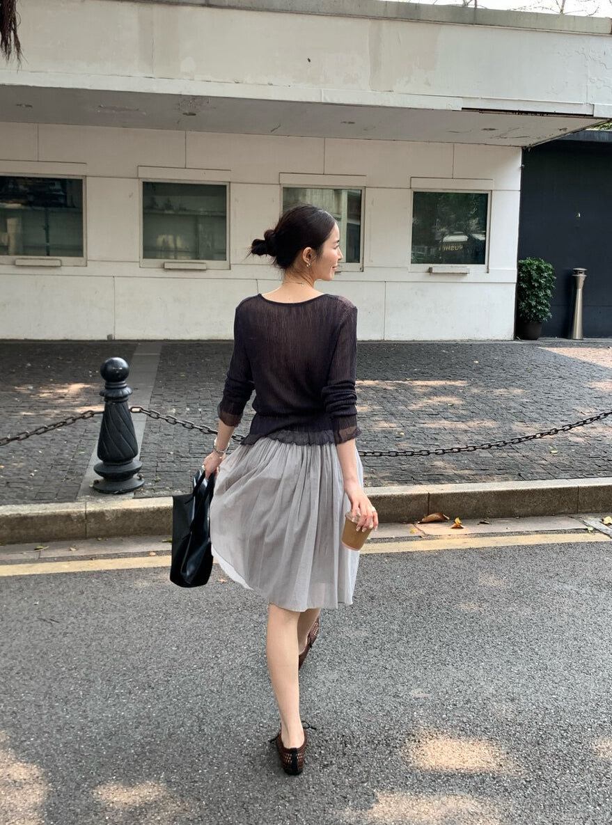 // 氛圍感五分褶褶傘裙