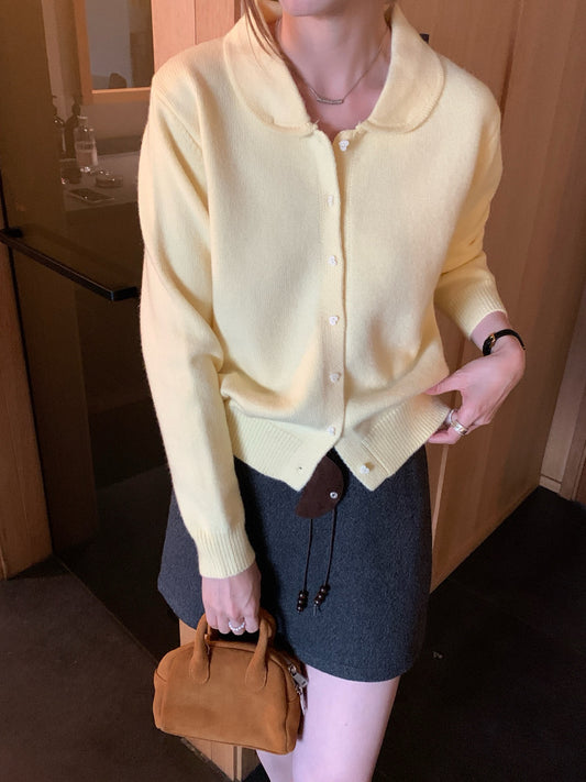 // 可愛圓邊翻領心心鈕扣開胸NT