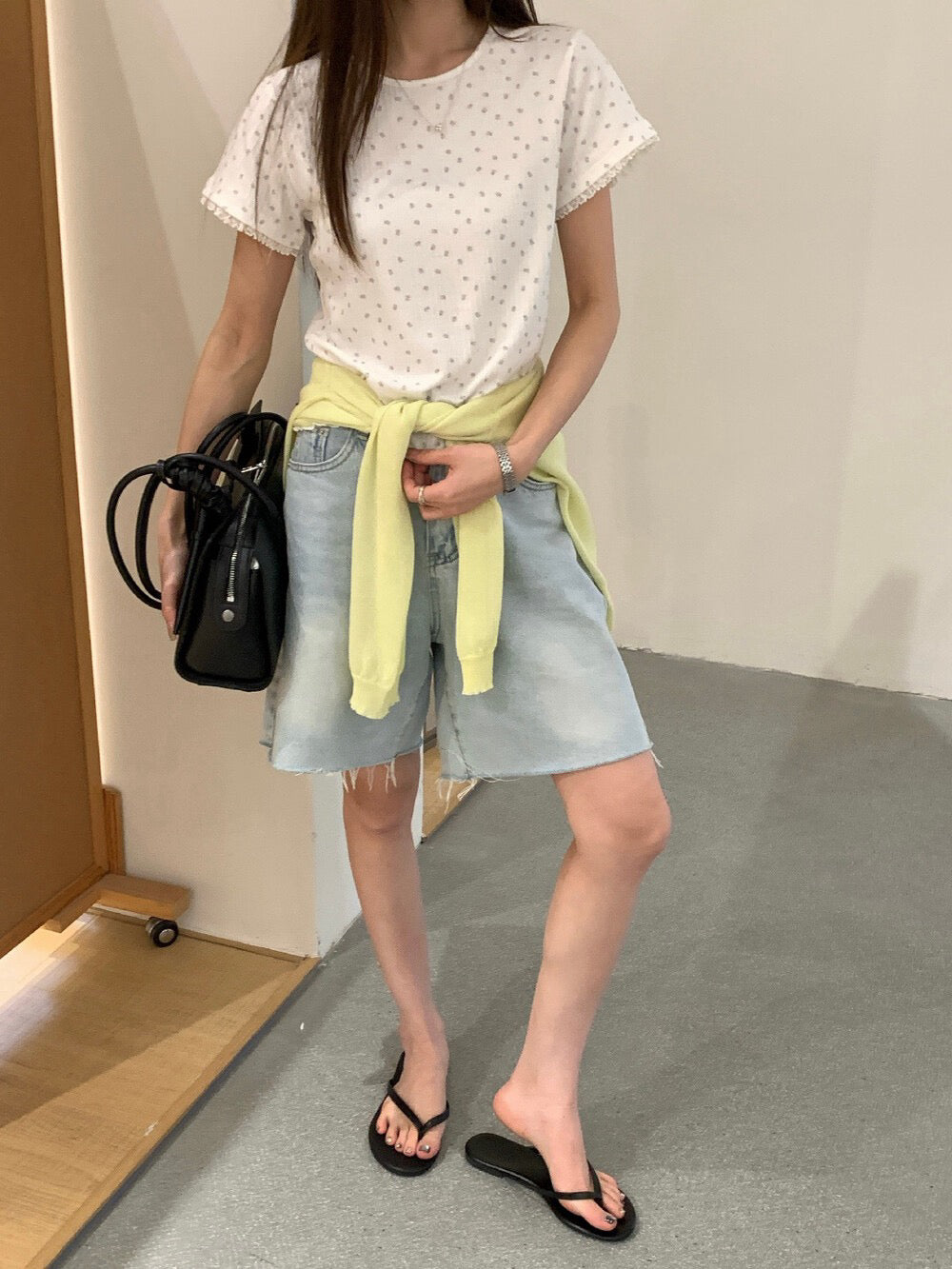 // 清新小碎花lace邊TEE
