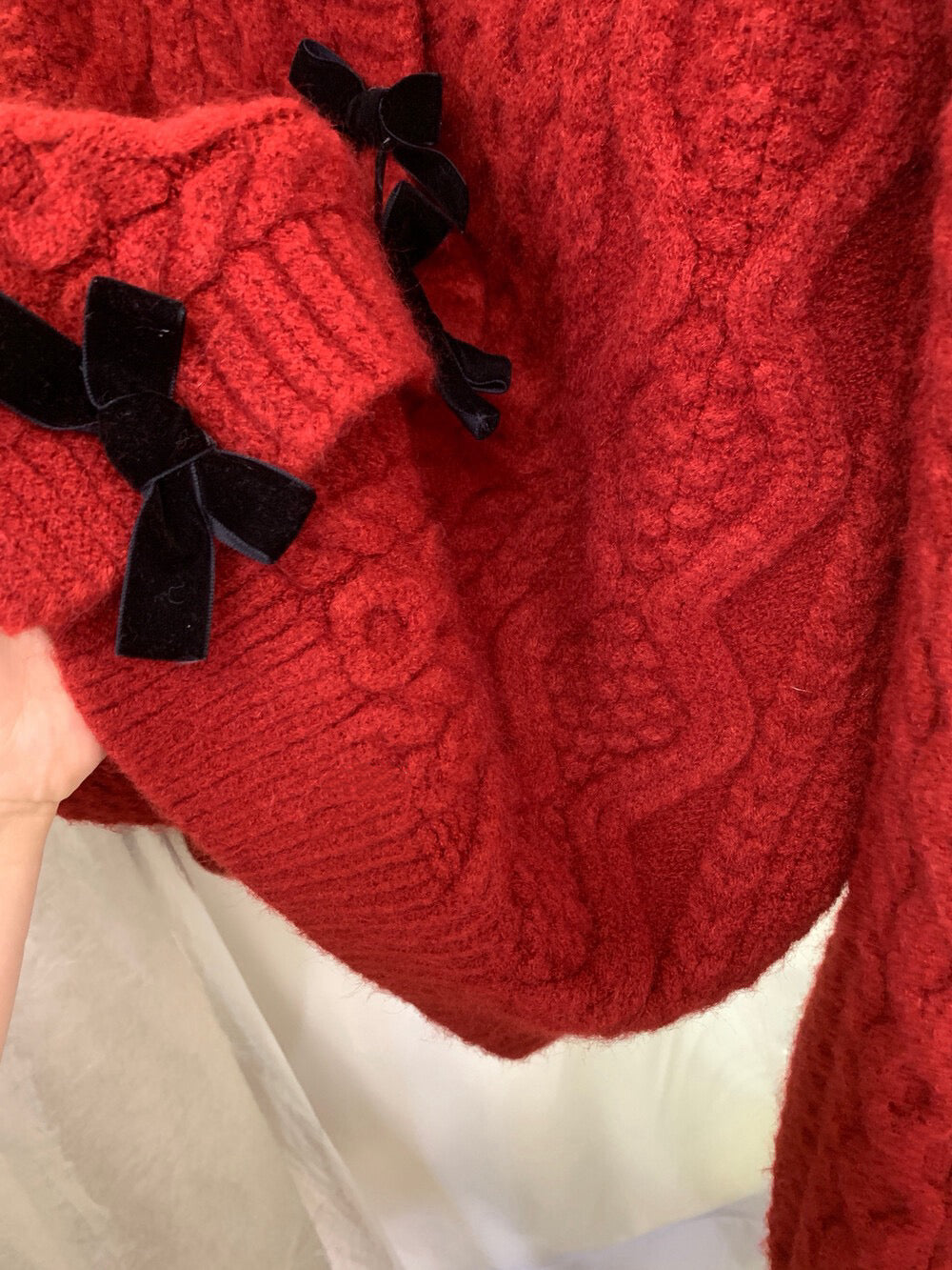 // 節日感絲絨蝴蝶結麻花CD