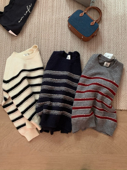 // 立體質感撞色間條圓領NT