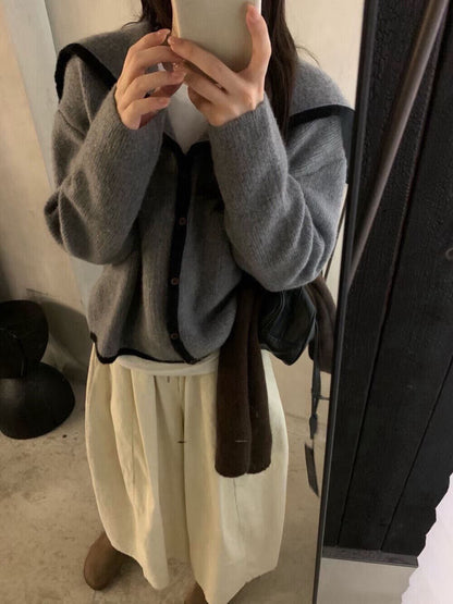 // 40%兔毛+20%綿羊毛撞色邊大翻領CD