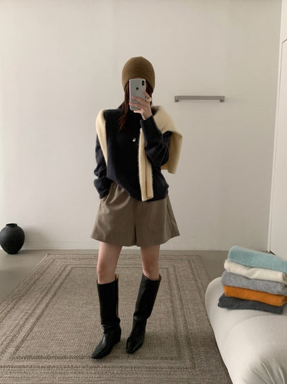 // 95%wool+5%cashmere拉絨工藝小高領針織NT