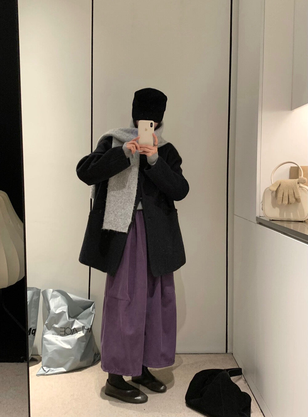 // 90%羊毛+10%羊駝毛小立領斜口袋手工外套