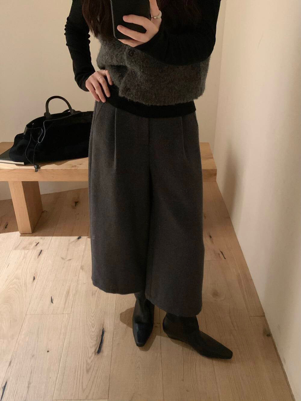 // 10%羊毛小個子必入八分毛呢褲