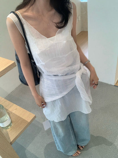 // 透感肌理感疊穿長背心