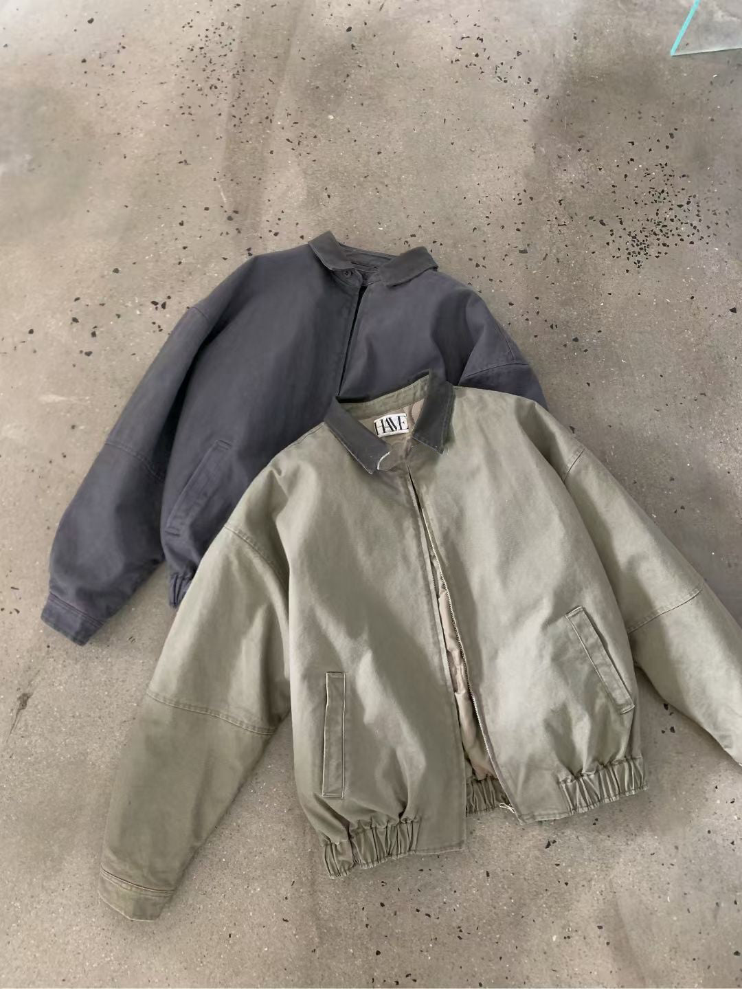 // 復古感做舊夾棉外套