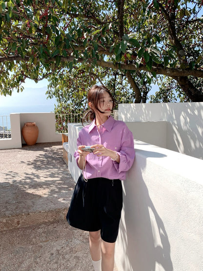 🥨 多巴胺色系棉麻混紡恤衫