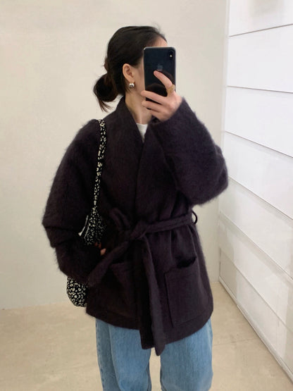 // 90%綿羊毛+10%山羊絨超高質交叉浴袍式外套