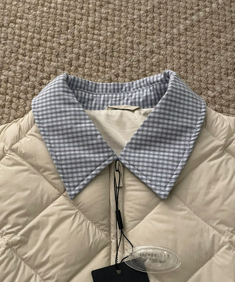 // 特別款菱格90%duck down拼接假兩件外套