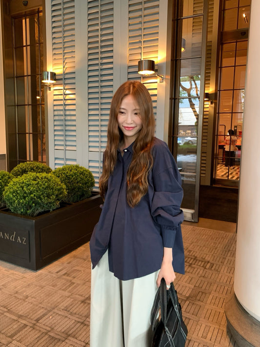 // 暗扣打褶設計側廓型鬆弛感簡約SH