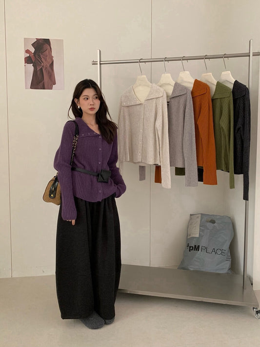 // 設計感大翻領側排扣NT