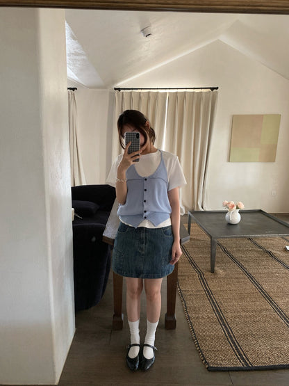 // 美式復古洗水口袋牛仔短裙