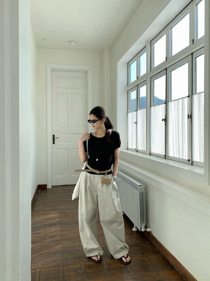 // 糖果色插肩短袖針織上衣
