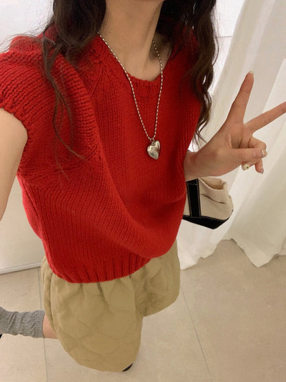 // 可疊穿粗織紋邊落肩短袖NT