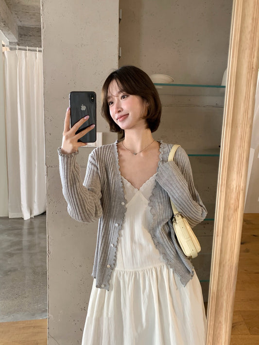 🪝 30%羊毛卷卷花邊V領CD