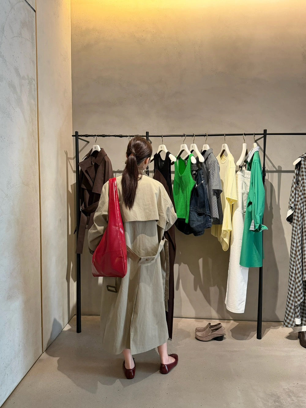 J26 / 撞色翻領復古長款trench coat