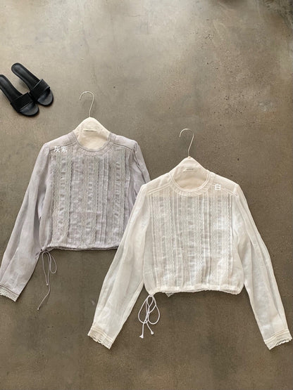 // 重工精緻刺繡邊麻質BL