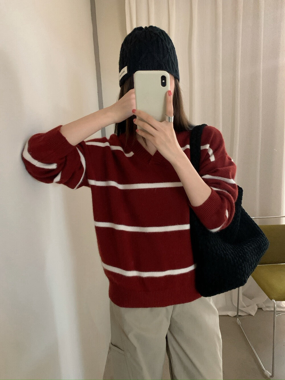 // 高質料6色raccoon柔軟V領毛衣