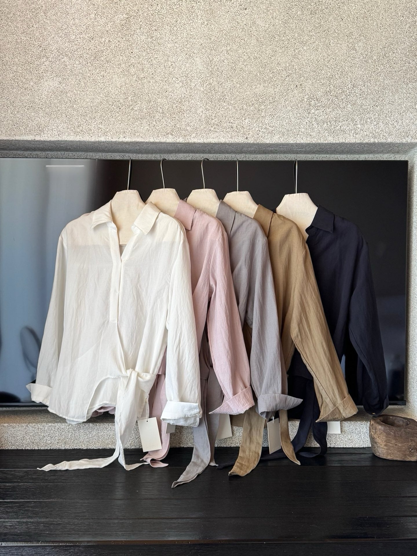 // lyocell混麻超高質綁結恤衫