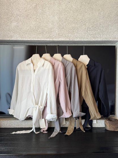 // lyocell混麻超高質綁結恤衫