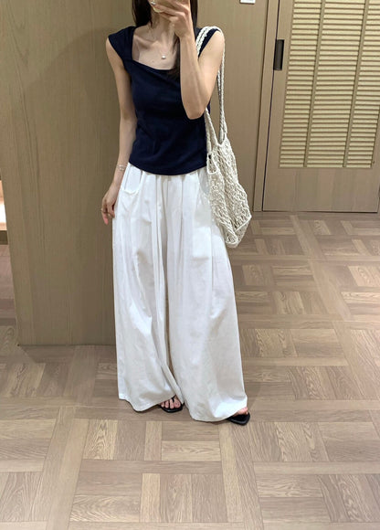 P26 / 100%棉質超顯瘦壓褶闊腳休閒褲