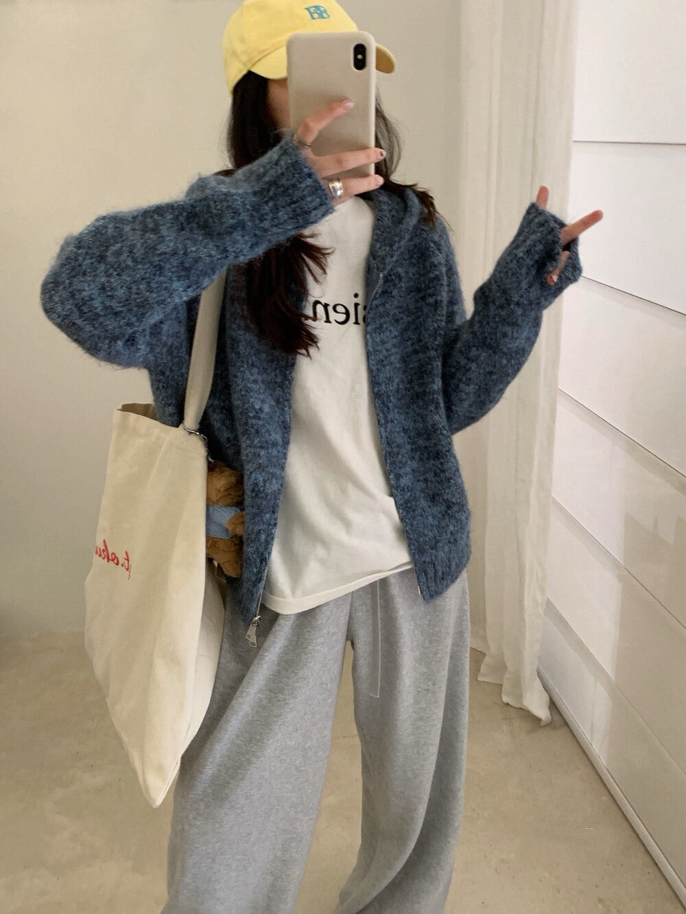 // 8%wool花線上下拉鍊連帽CD