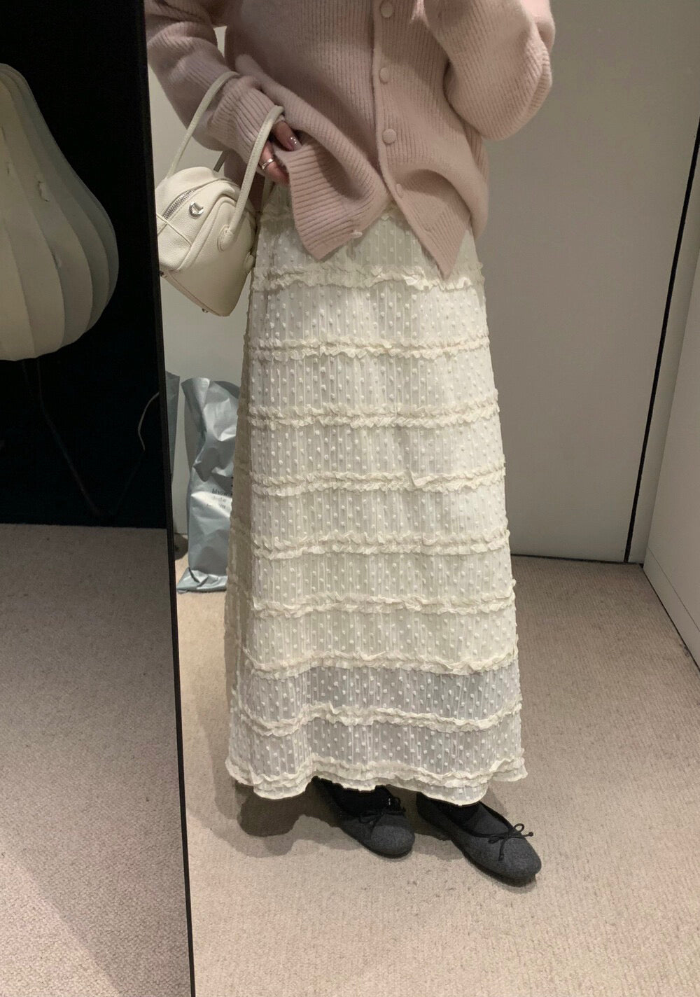 // 超精緻全lace立體點點內加絨中裙