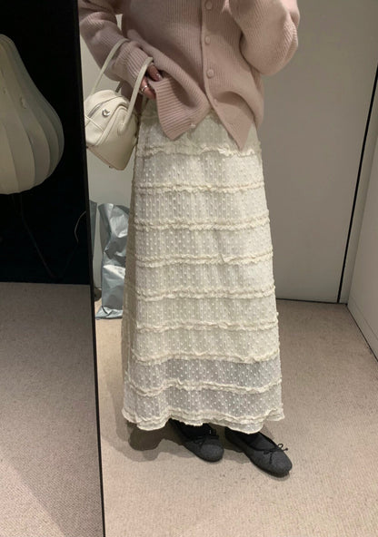 // 超精緻全lace立體點點內加絨中裙