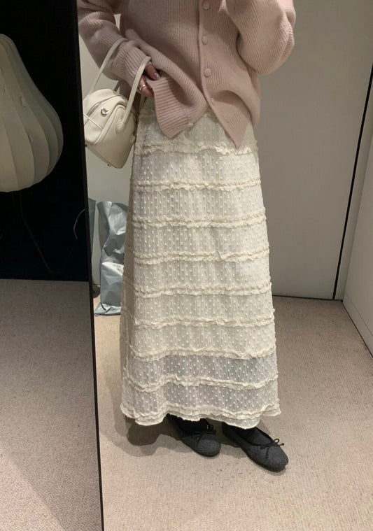 // 超精緻全lace立體點點內加絨中裙