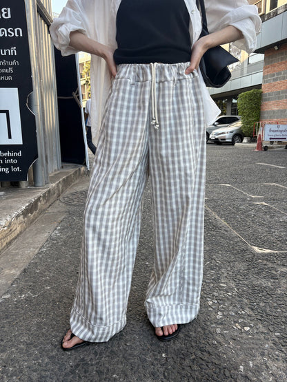 🗞️ 超韓粗褲腳格仔休閒褲