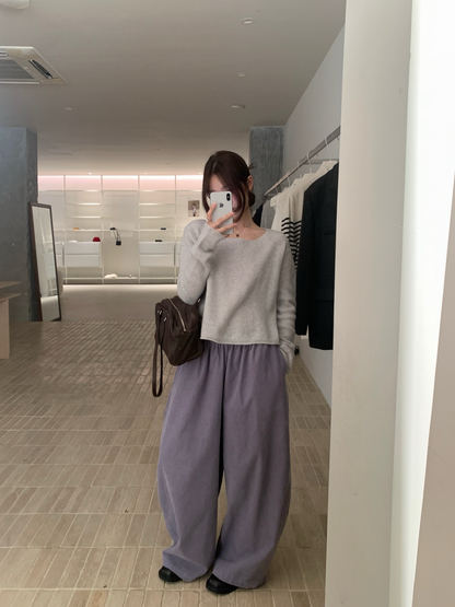 // 小復古感橡筋腰燈芯絨褲