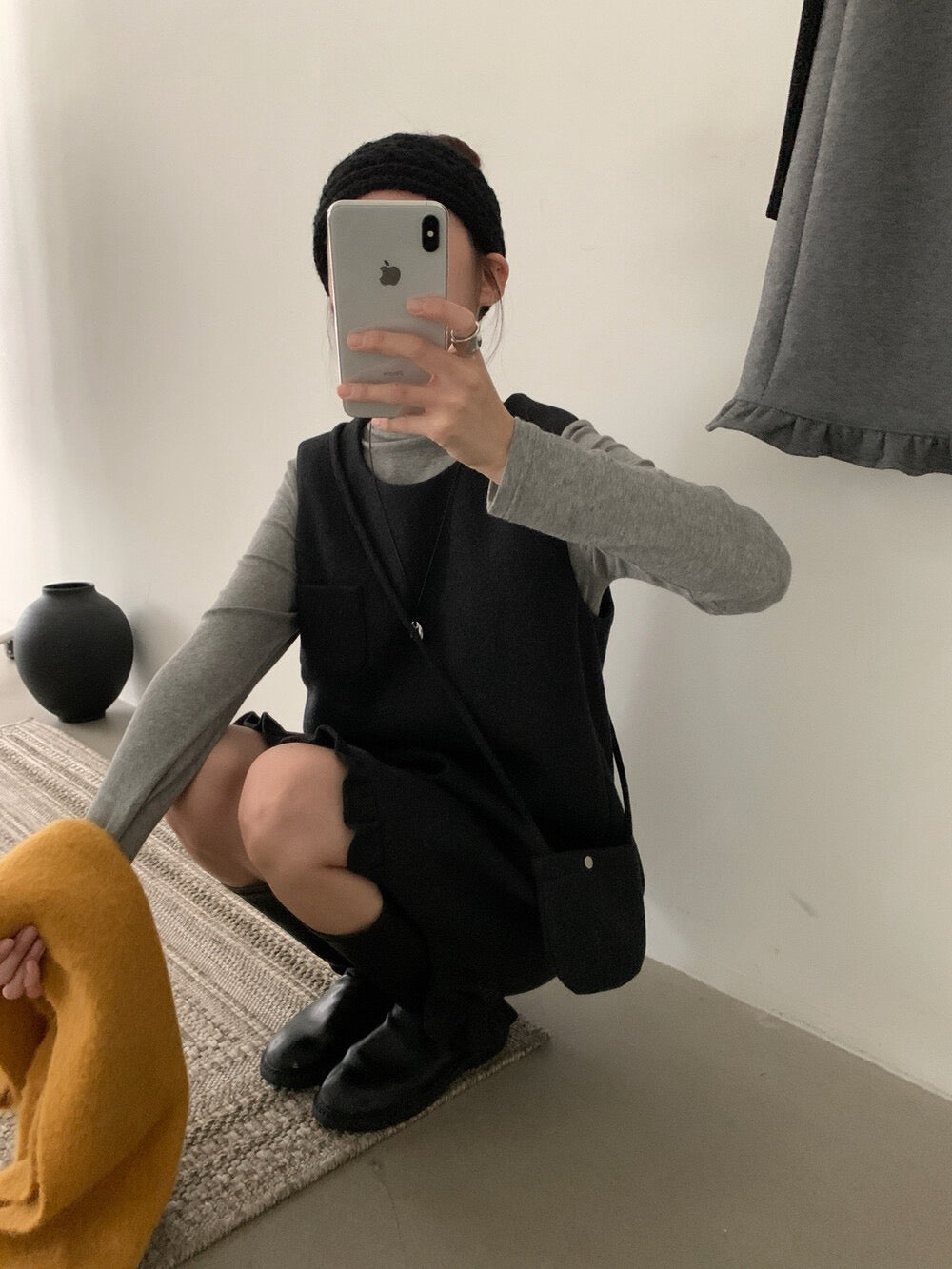 // 50%羊毛花邊腳背心毛呢OPS(連袋仔)