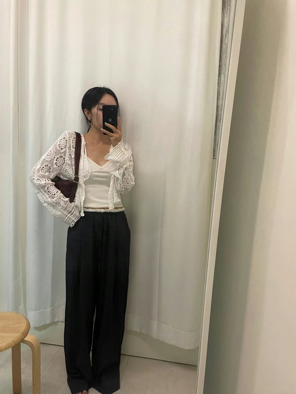 // 精緻鈎花綁帶小外套