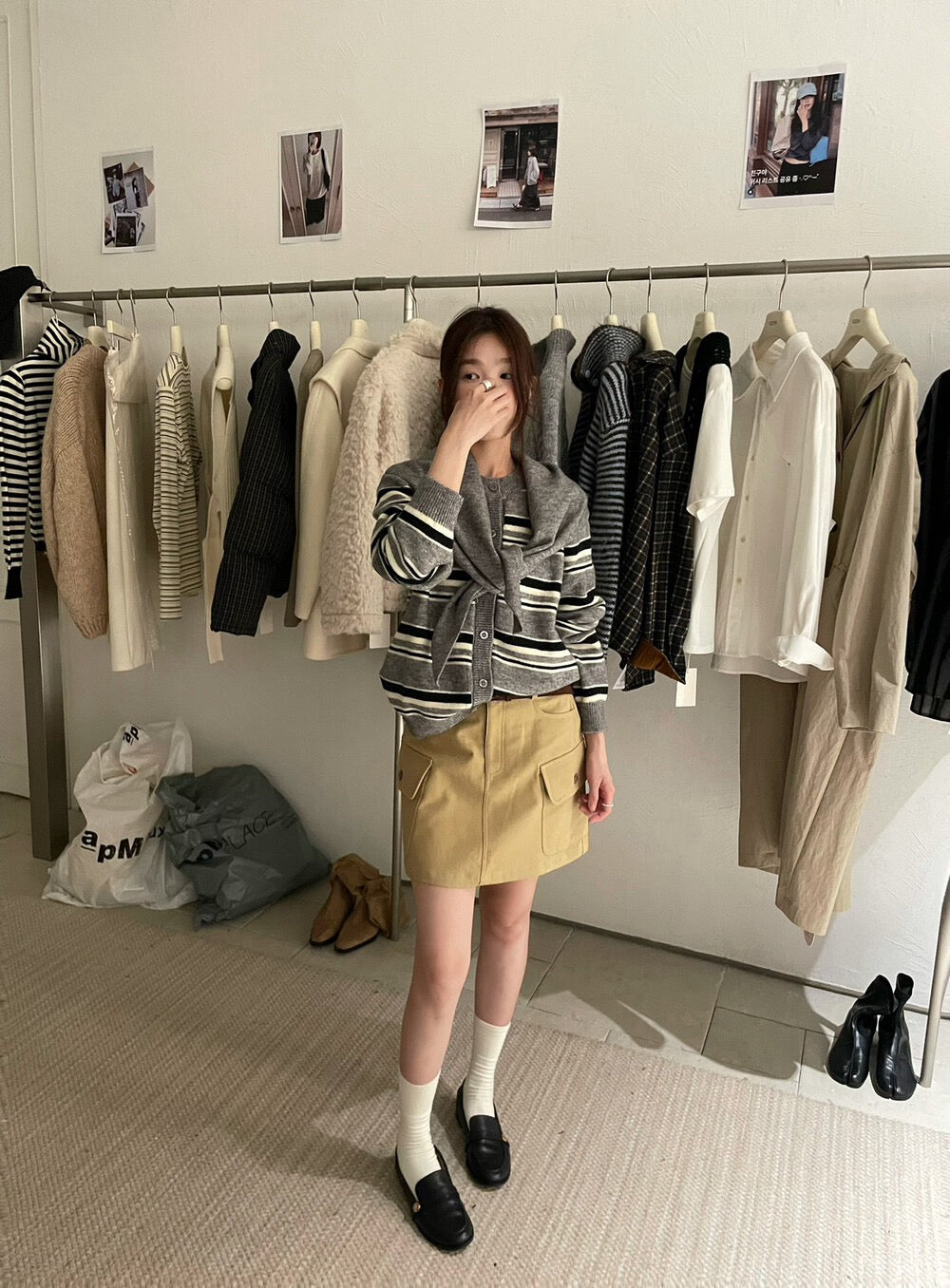 // 連披肩圓領拼間軟糯開胸CD