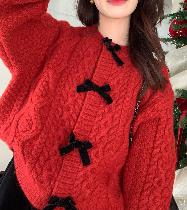 // 節日感絲絨蝴蝶結麻花CD