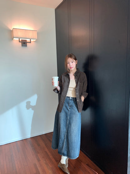 // 復古霧面質感燈芯絨口袋SH