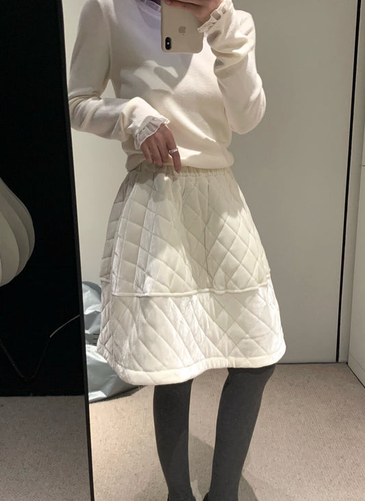 // 減齡款絲絨菱格蓬蓬短裙