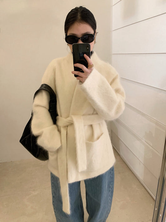 // 90%綿羊毛+10%山羊絨超高質交叉浴袍式外套