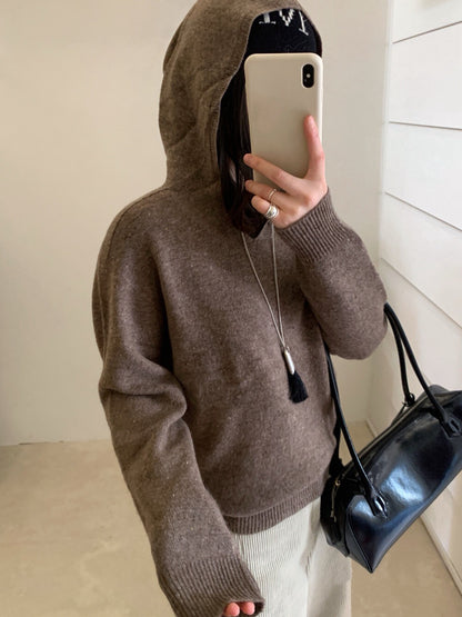 // 98%綿羊毛混點無縫一體連帽NT