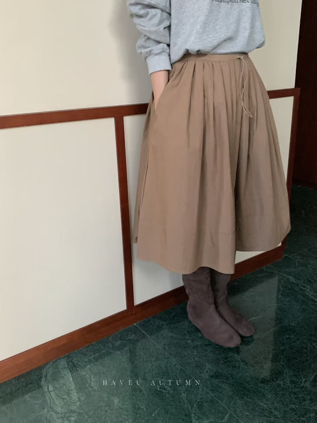 // 長度比例超好蓬蓬褶褶中裙