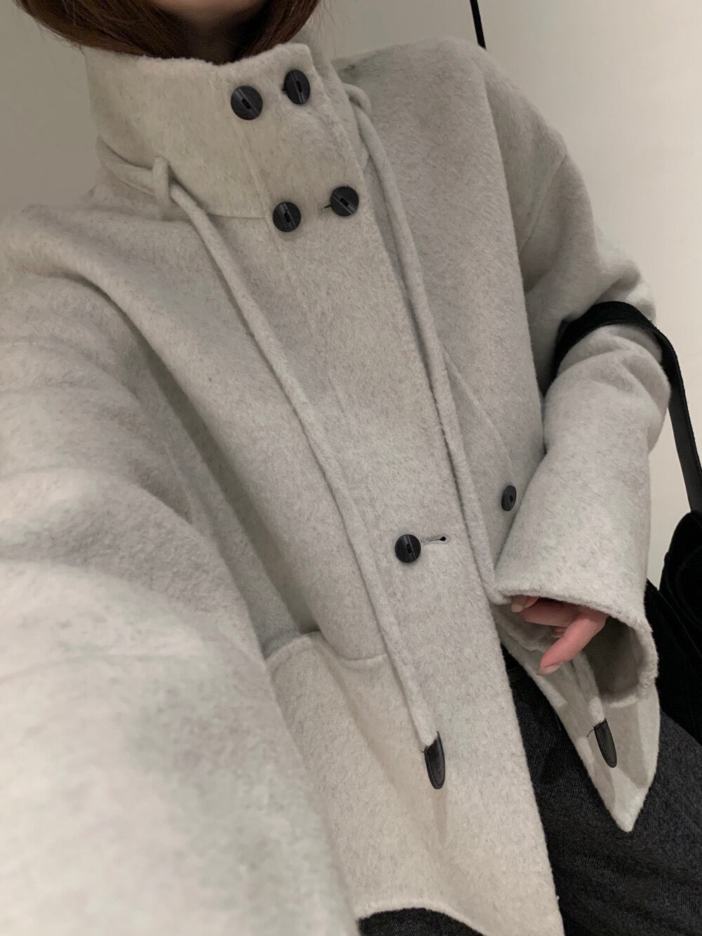 // 100%wool小立領double鈕扣手工外套